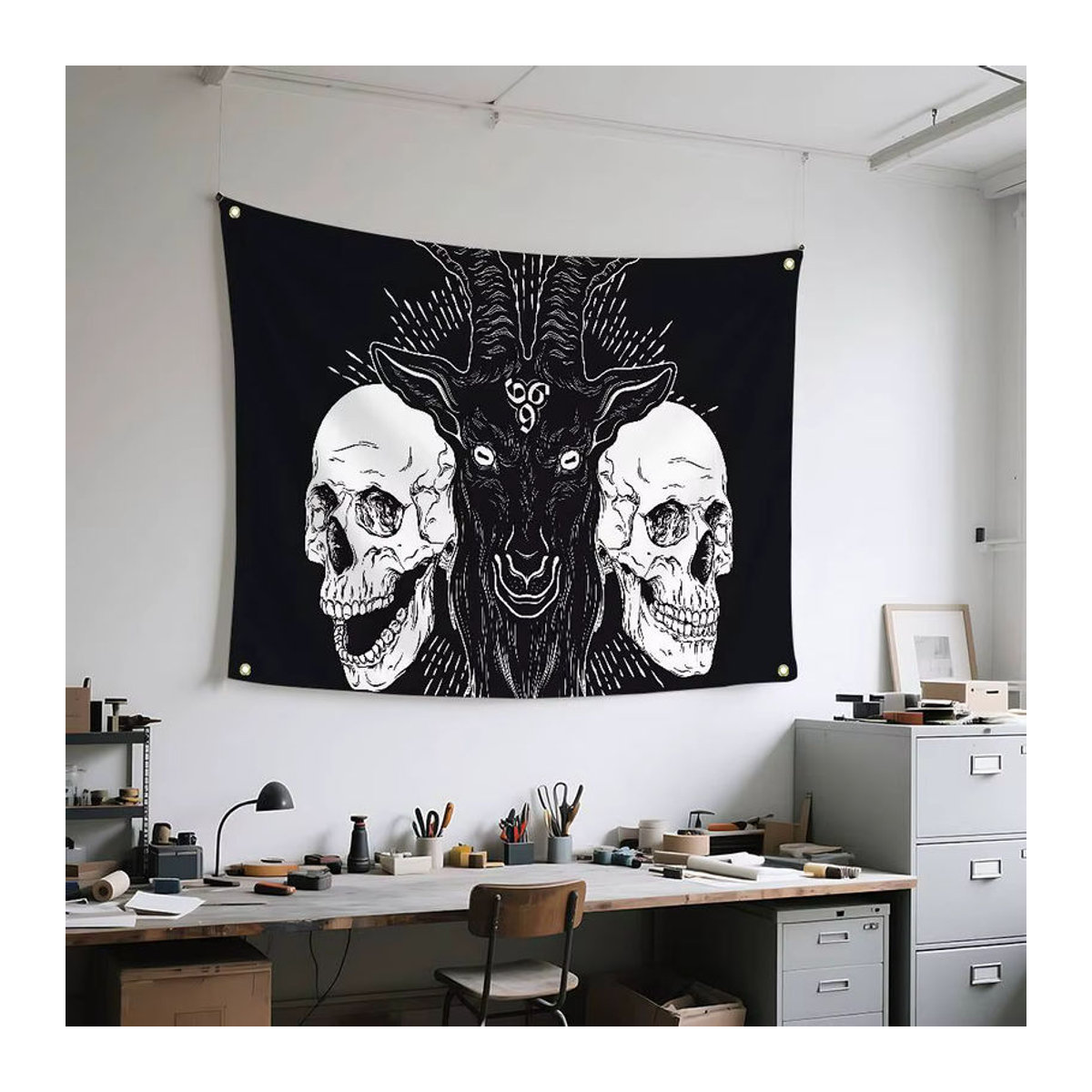 Schwarze Satan Teufel Flagge als dekorative Textil-Wanddekoration für Zuhause und Outdoor - Bild 4