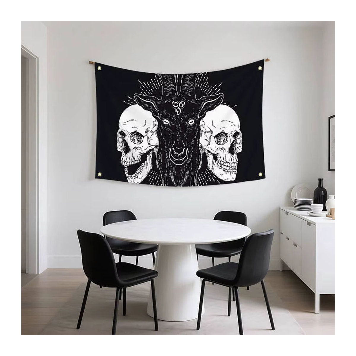 Schwarze Satan Teufel Flagge als dekorative Textil-Wanddekoration für Zuhause und Outdoor - Bild 5