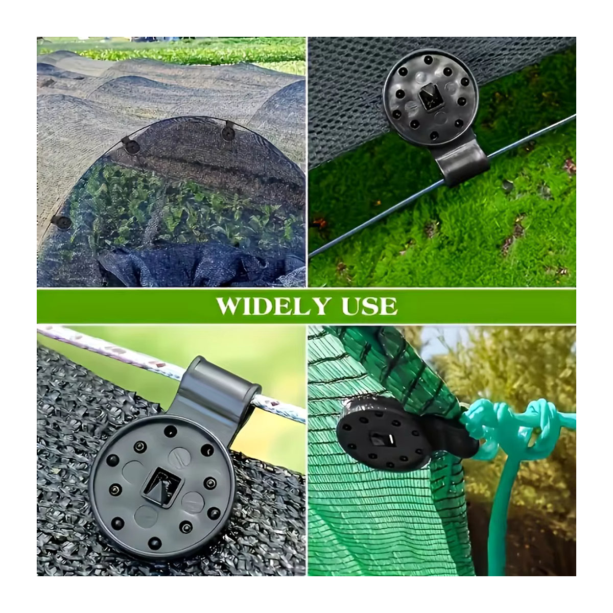 Schwarze Sonnenschutz-Stoffklammern aus Kunststoff als runde Fixierer für Vordächer, Gartennetze und Gartenabdeckungen (100 oder 200 Stück) - Bild 5