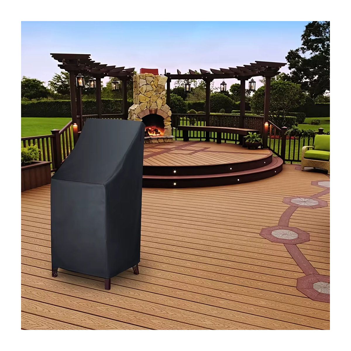Schwarze Stuhlhussen für Garten und Terrasse, Outdoor-Möbelbezüge für Stapelstühle - Bild 4