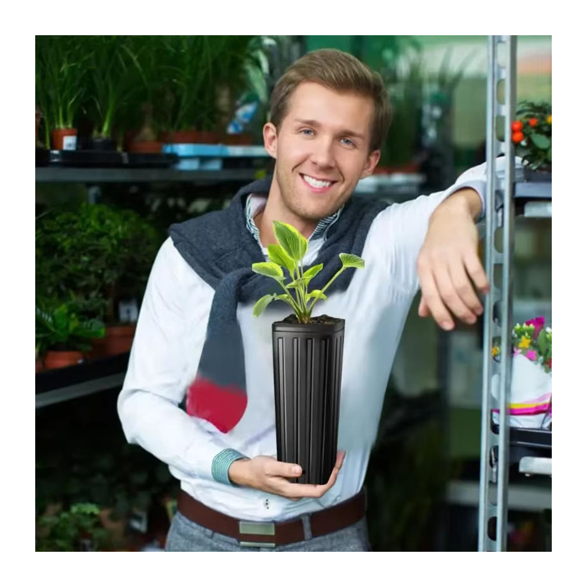 Schwarze tiefe Pflanzentöpfe aus Kunststoff mit Abflusslöchern für Blumen und Sämlinge - Bild 5