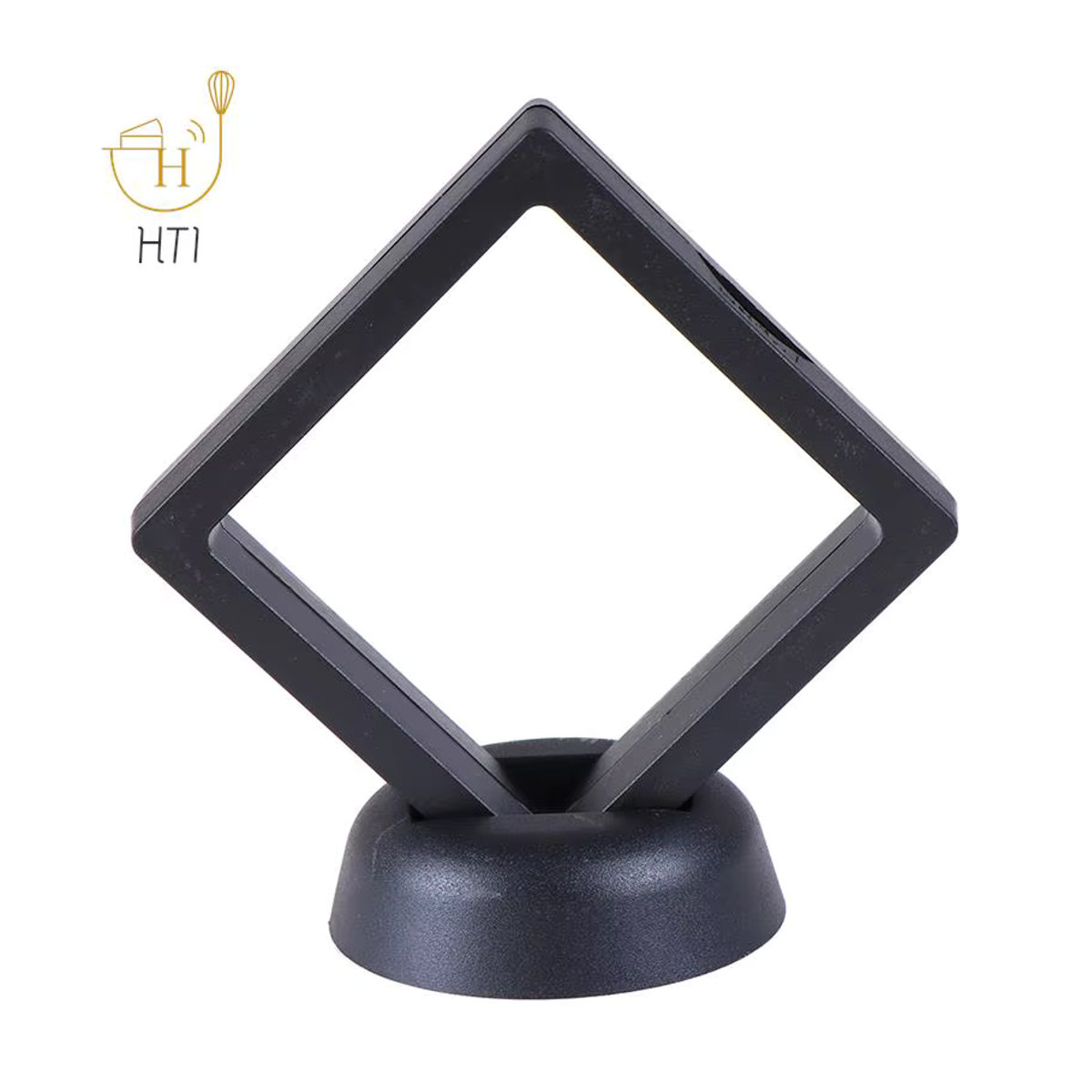 Schwarzer 3D-Schwebrahmen aus Kunststoff für Schmuck und Münzen mit Ständer, B/H: 70 x 70 mm - Bild 6