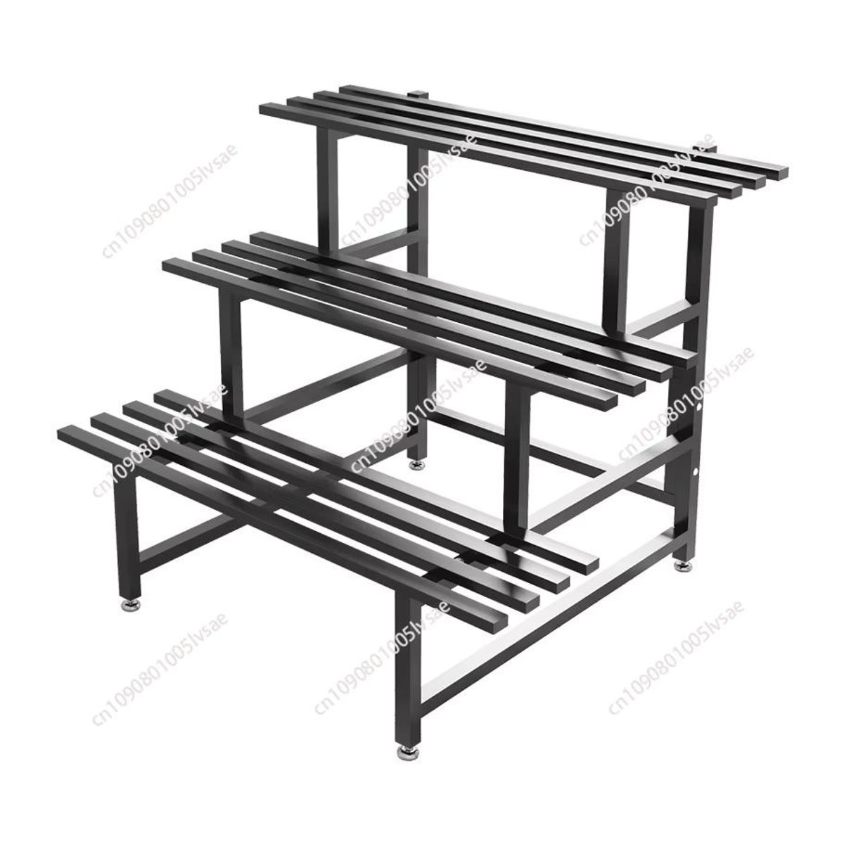 Schwarzer Blumenständer aus Schmiedeeisen als mehrschichtiges Stufenregal für den Außenbereich und Balkon - Bild 2