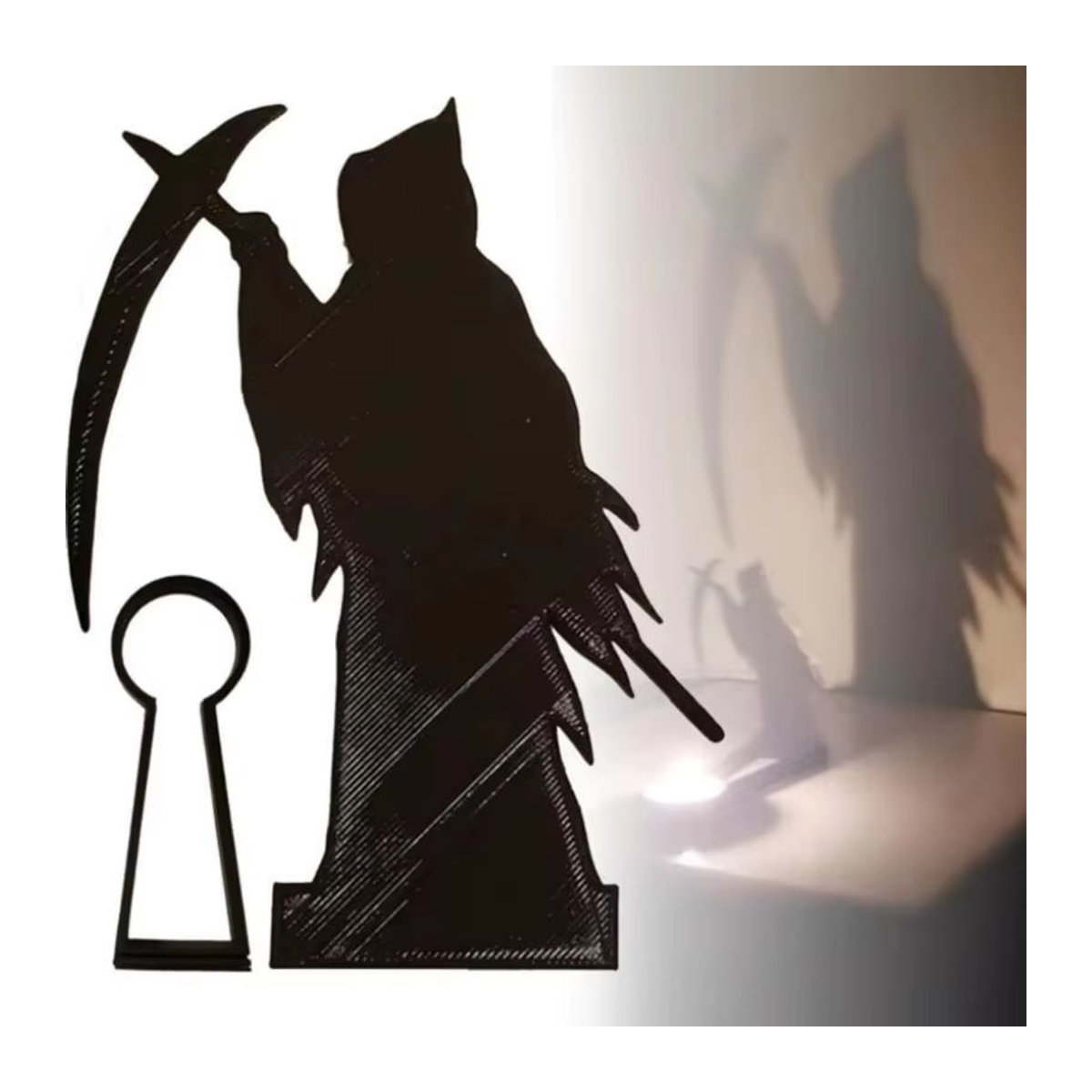 Schwarzer Halloween Kerzenhalter aus Metall für Teelicht als dekorative Schattenrolle für Innen und Außen - Bild 3