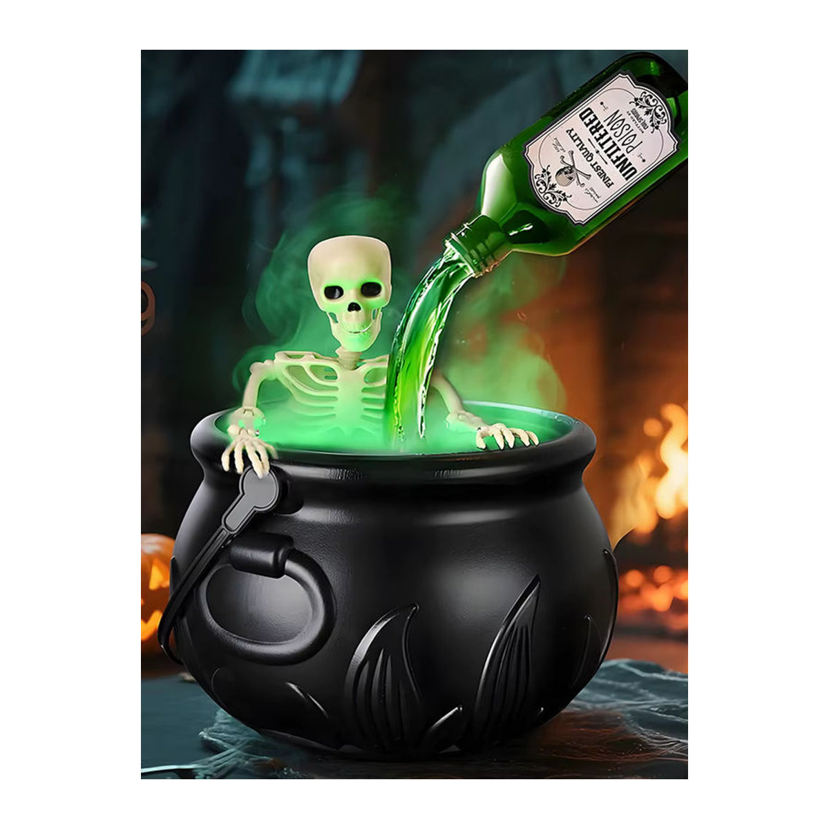 Schwarzer Hexenkessel aus Kunststoff als Halloween-Dekoration für Innen und Außen - Bild 7