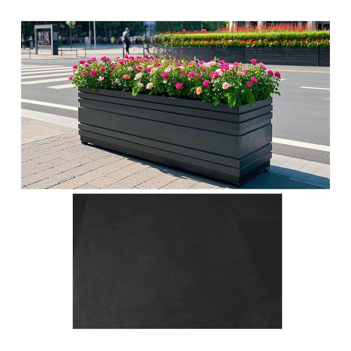 Schwarzer Mulch als atmungsaktive und wasserdichte Bodenabdeckung für den Garten, Pflanzgefäße und Landschaftsbau - Bild 5