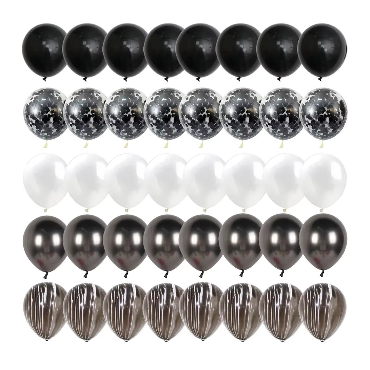Schwarzer runder Konfetti-Ballon aus Metall-Latex mit Dots für Geburtstag, Hochzeit und Party - Bild 1