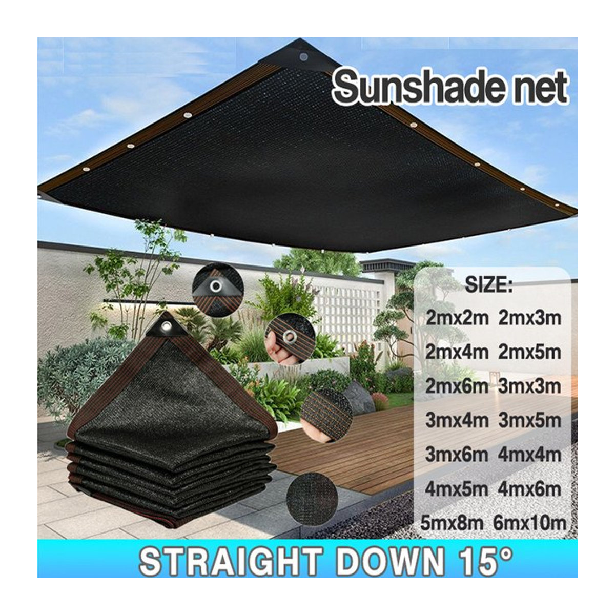 Schwarzer Sonnenschutz Netzschirm als Sichtschutz und UV-Schutz für Garten, Gewächshaus und Zaun - Bild 1
