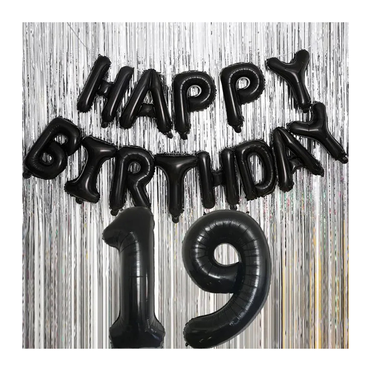 Schwarzes Folienballon-Set für Geburtstag mit Zahlenballons 1-30 (32 Zoll) und Happy Birthday Buchstabenballons (16 Zoll) - Bild 1