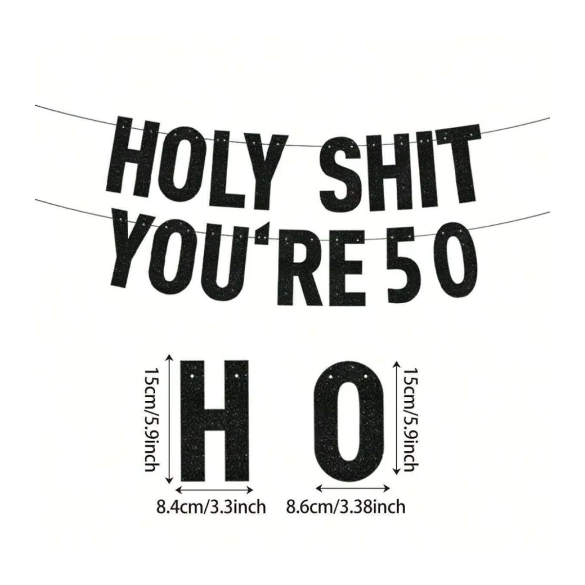 Schwarzes Glitter Geburtstag Banner Holy Shit You're 30 40 50 60 Dekoration für Erwachsene - Bild 2