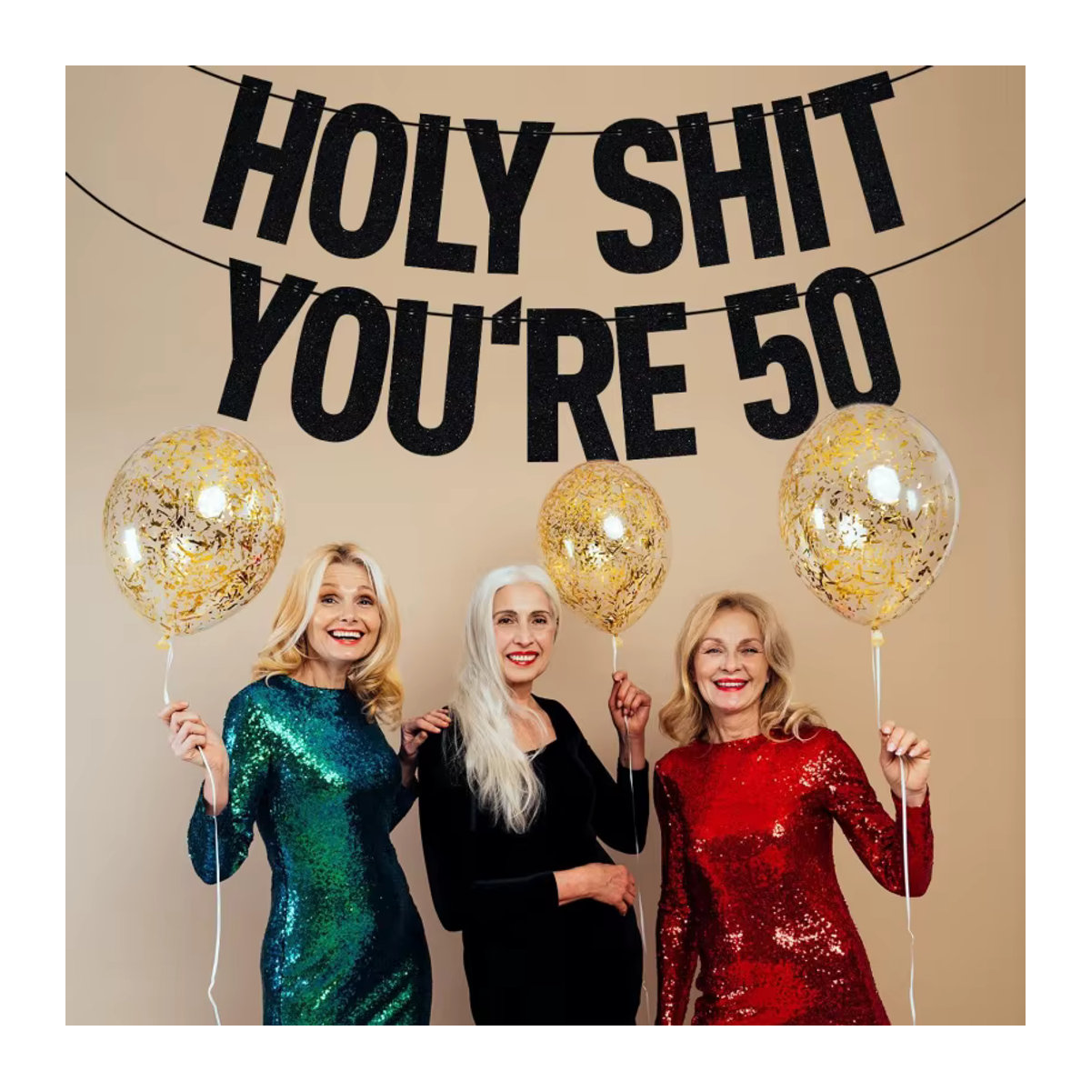 Schwarzes Glitter Geburtstag Banner Holy Shit You're 30 40 50 60 Dekoration für Erwachsene - Bild 3