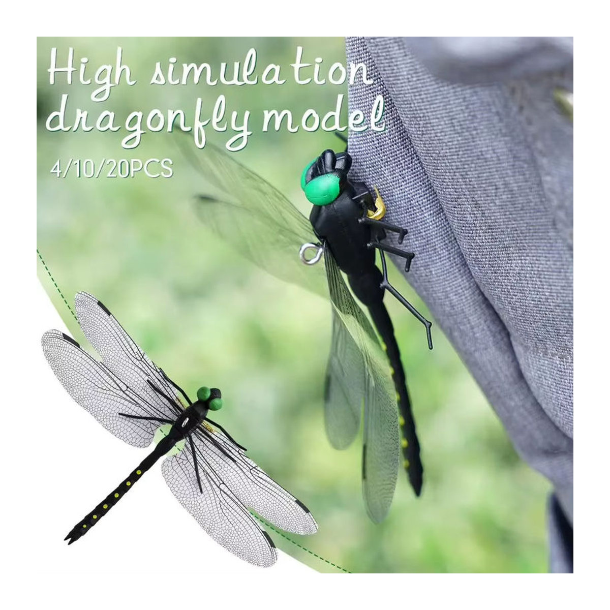 Schwarzes Libellen-Dekorationsornament als naturgetreues Insektenmodell für die Gartendekoration im Freien - Bild 3