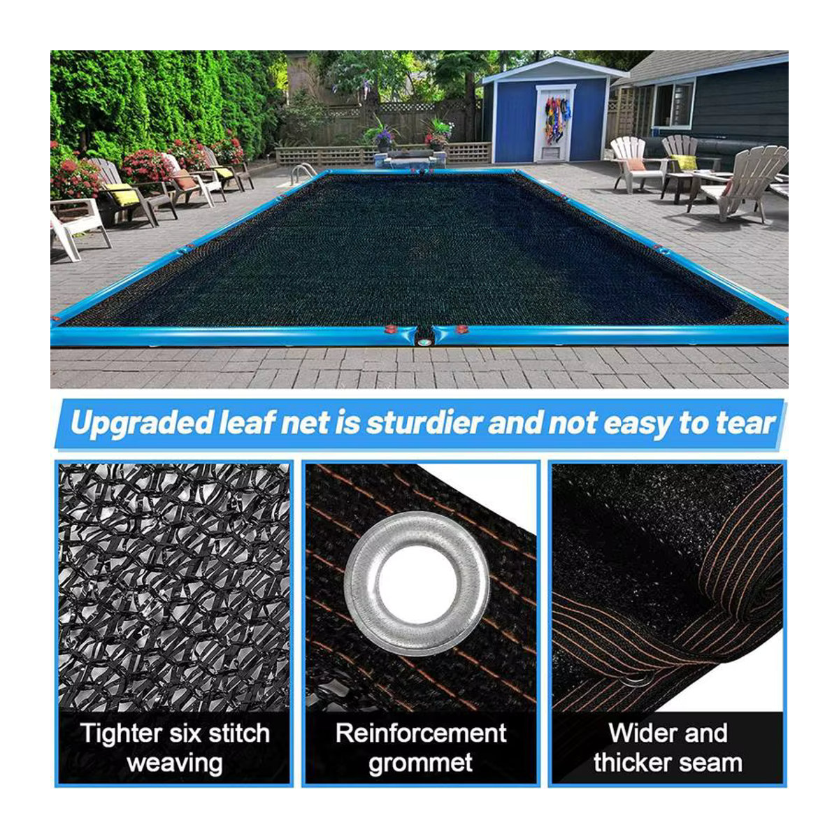 Schwarzes Pool Netz als Blatt Abdeckung für Rechteck Pools und Teiche - Bild 4