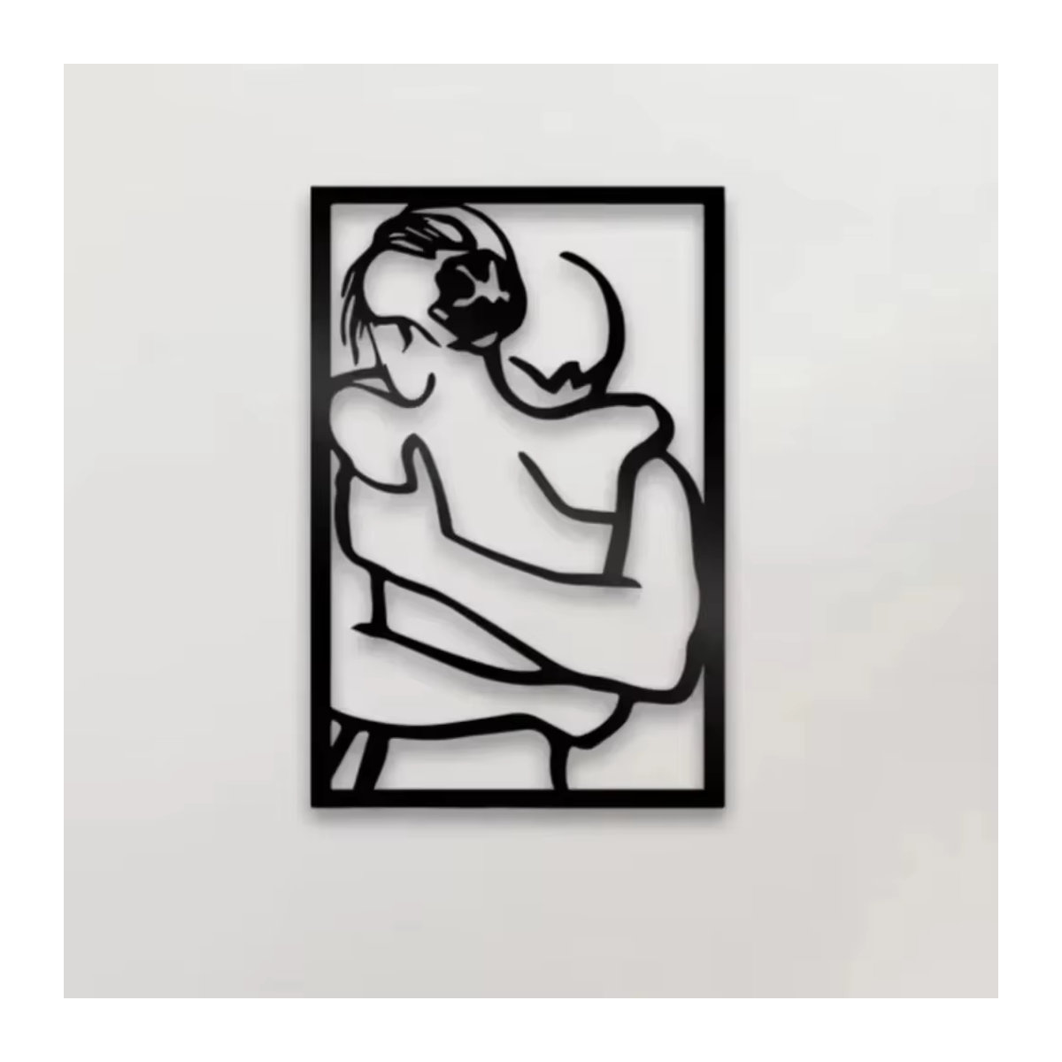 Schwarzes Wandkunstschild aus Metall CIFBUY mit Umarmung-Silhouette im minimalistischen Design - Bild 1
