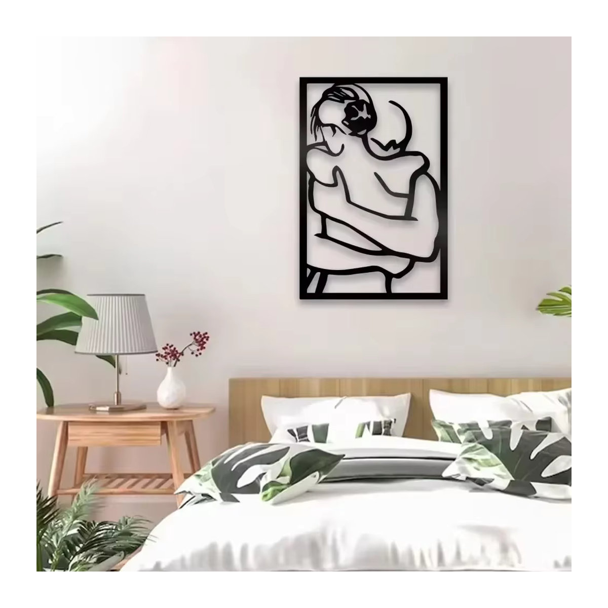 Schwarzes Wandkunstschild aus Metall CIFBUY mit Umarmung-Silhouette im minimalistischen Design - Bild 3
