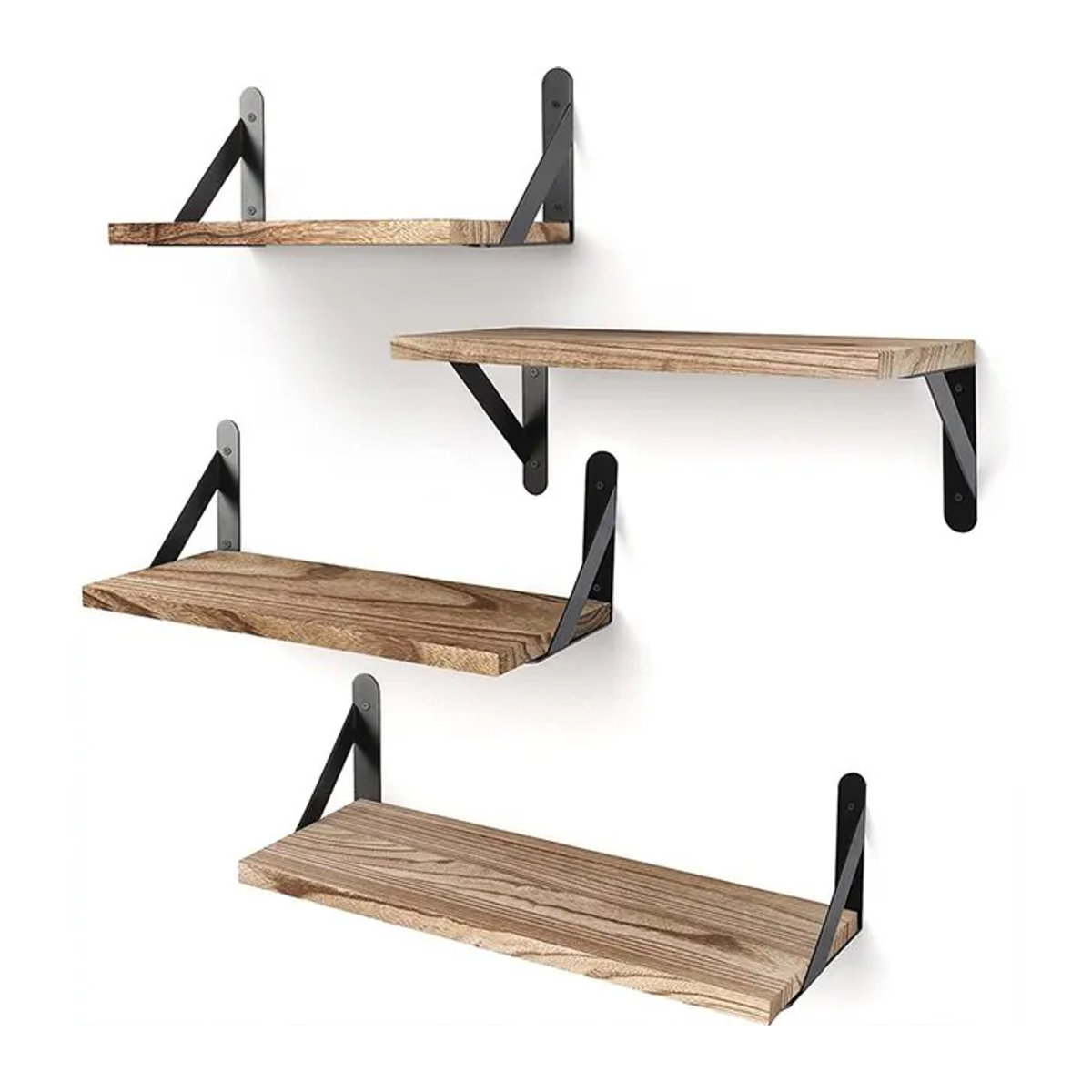 Schwebende Wandregale aus Holz in Braun im Industrial-Design für Wohnzimmer, Küche und Badezimmer - Bild 1