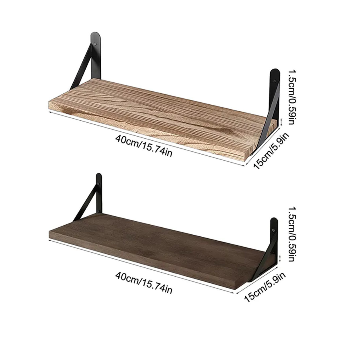 Schwebende Wandregale aus Holz in Braun im Industrial-Design für Wohnzimmer, Küche und Badezimmer - Bild 2