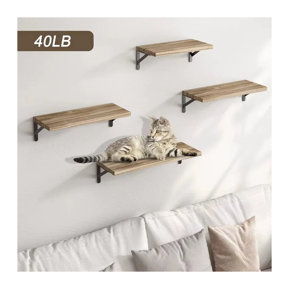 Schwebende Wandregale aus Holz in Braun im Industrial-Design für Wohnzimmer, Küche und Badezimmer - Bild 3