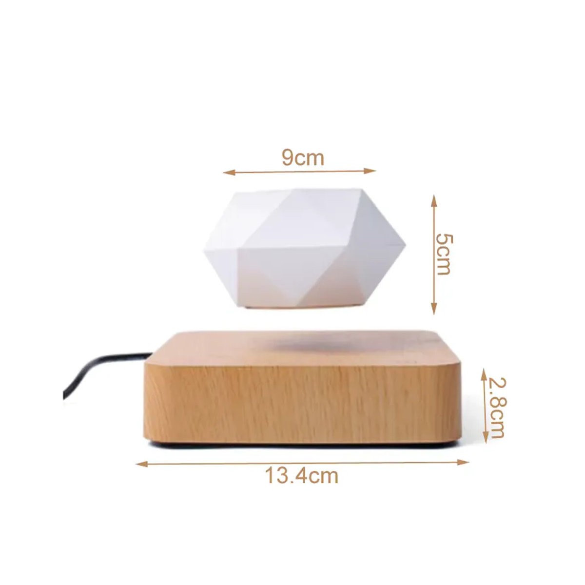 Schwebender Luft-Bonsai-Topf mit magnetischer Aufhängung, geometrisches Design aus Holz und Keramik in Braun und Weiß - Bild 2