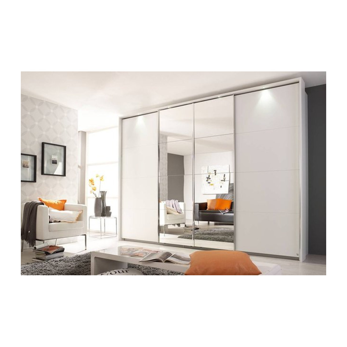 Schwebetürenschrank Rauch Syncrono Modern in Weiß B/H/T: 315 x 228 x 57 cm - Bild 1