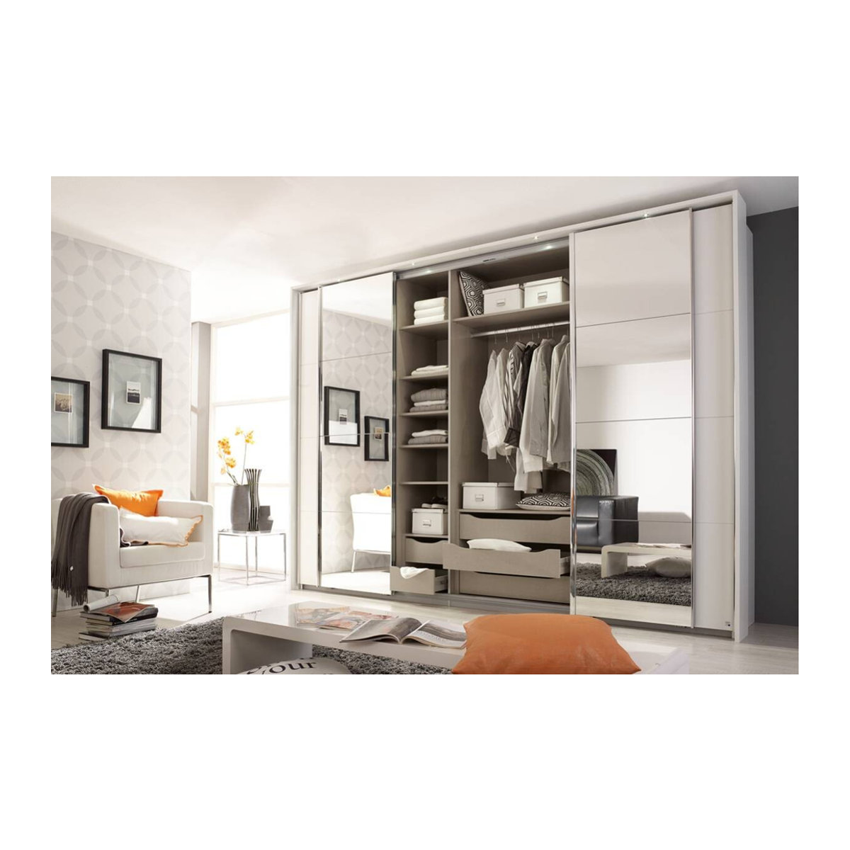 Schwebetürenschrank Rauch Syncrono Modern in Weiß B/H/T: 315 x 228 x 57 cm - Bild 2