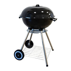 Schweng Camping Holzkohle Kugelgrill aus Edelstahl in Schwarz