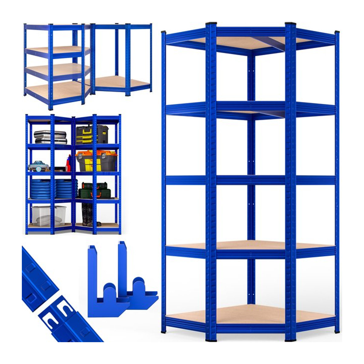 Schwerlasteckregal MONZANA in Blau aus Metall und MDF, H x B x T: 180 x 70 x 40 cm - Bild 1