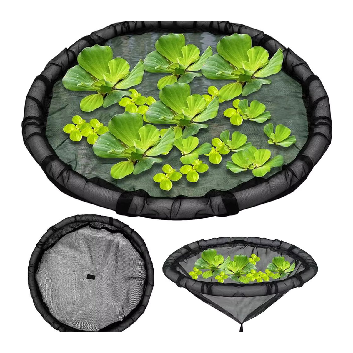Schwimmende Flora-Fischbarriere aus Polyester, runde Insel-Pflanzenschutz-Barriere für Teichpflanzen in Schwarz - Bild 2