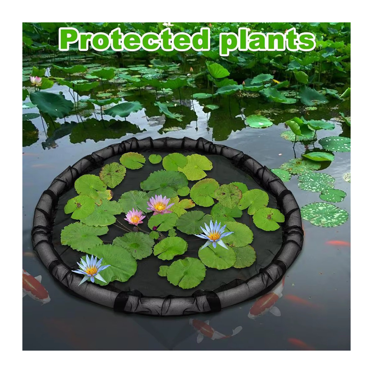 Schwimmende Flora-Fischbarriere aus Polyester, runde Insel-Pflanzenschutz-Barriere für Teichpflanzen in Schwarz - Bild 3