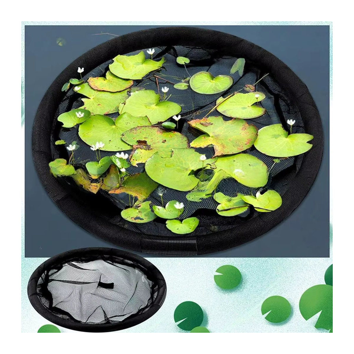 Schwimmende Flora-Fischbarriere aus Polyester, runde Insel-Pflanzenschutz-Barriere für Teichpflanzen in Schwarz - Bild 4