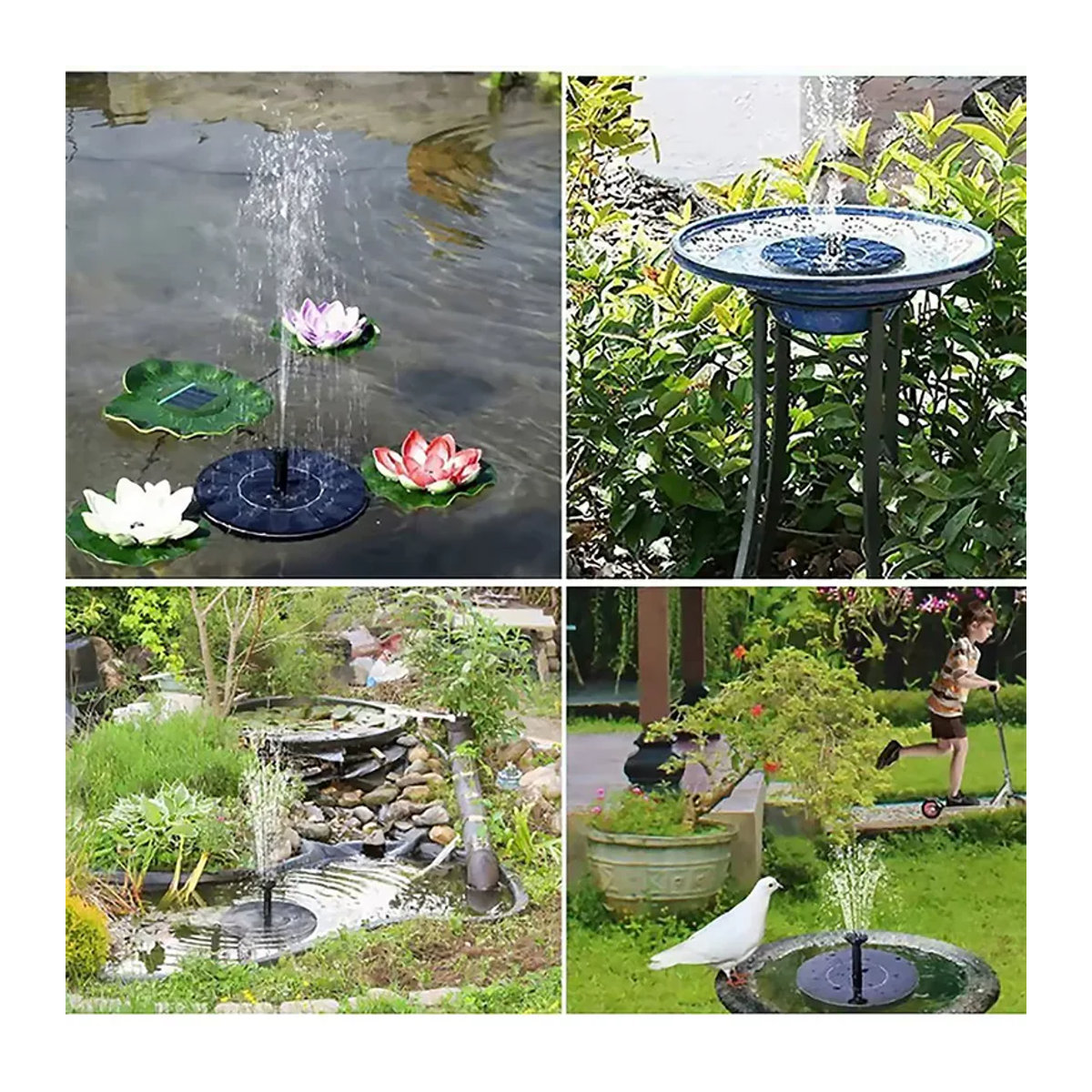 Schwimmende Solar-Brunnenpumpe mit 8 Düsen für Garten, Teich und Vogelbad in Schwarz, Durchmesser: 13 cm, 16 cm oder 18 cm - Bild 3