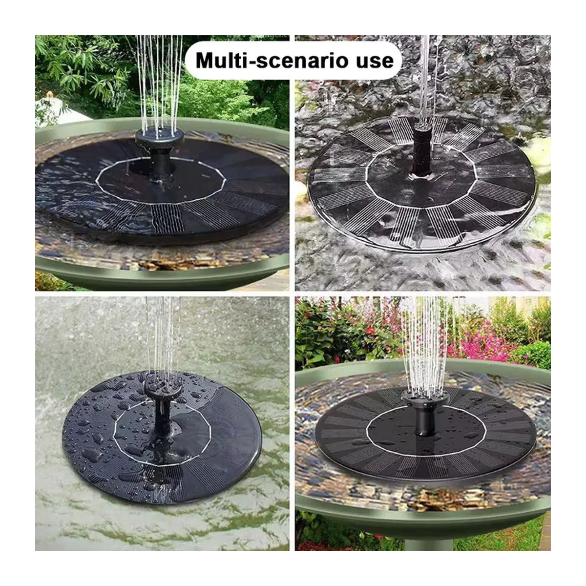 Schwimmende Solar-Brunnenpumpe mit 8 Düsen für Garten, Teich und Vogelbad in Schwarz, Durchmesser: 13 cm, 16 cm oder 18 cm - Bild 6