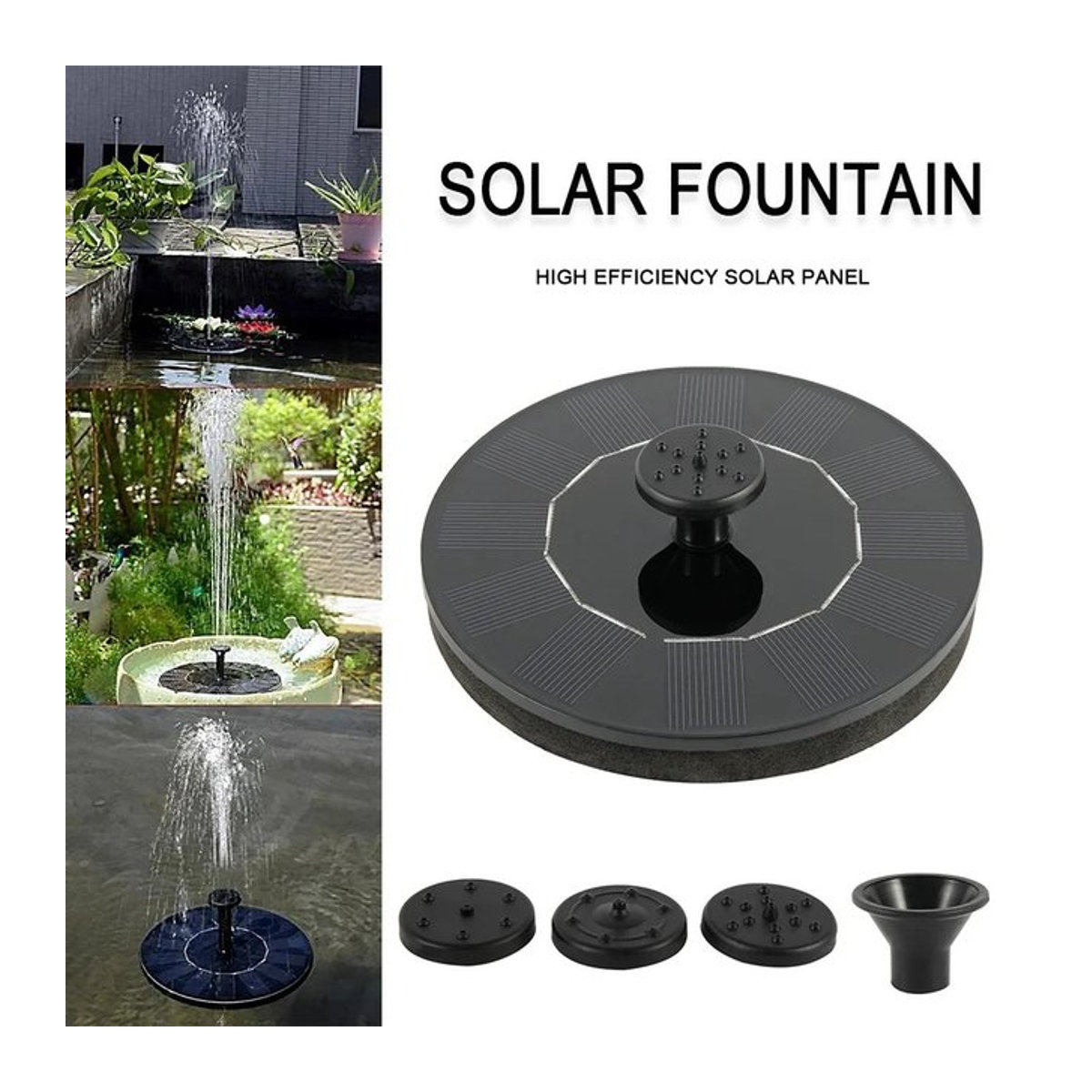 Schwimmende Solarbrunnenpumpen für Vogelbäder und Gartenteiche in Schwarz (13 cm, 16 cm und 18 cm) - Bild 1