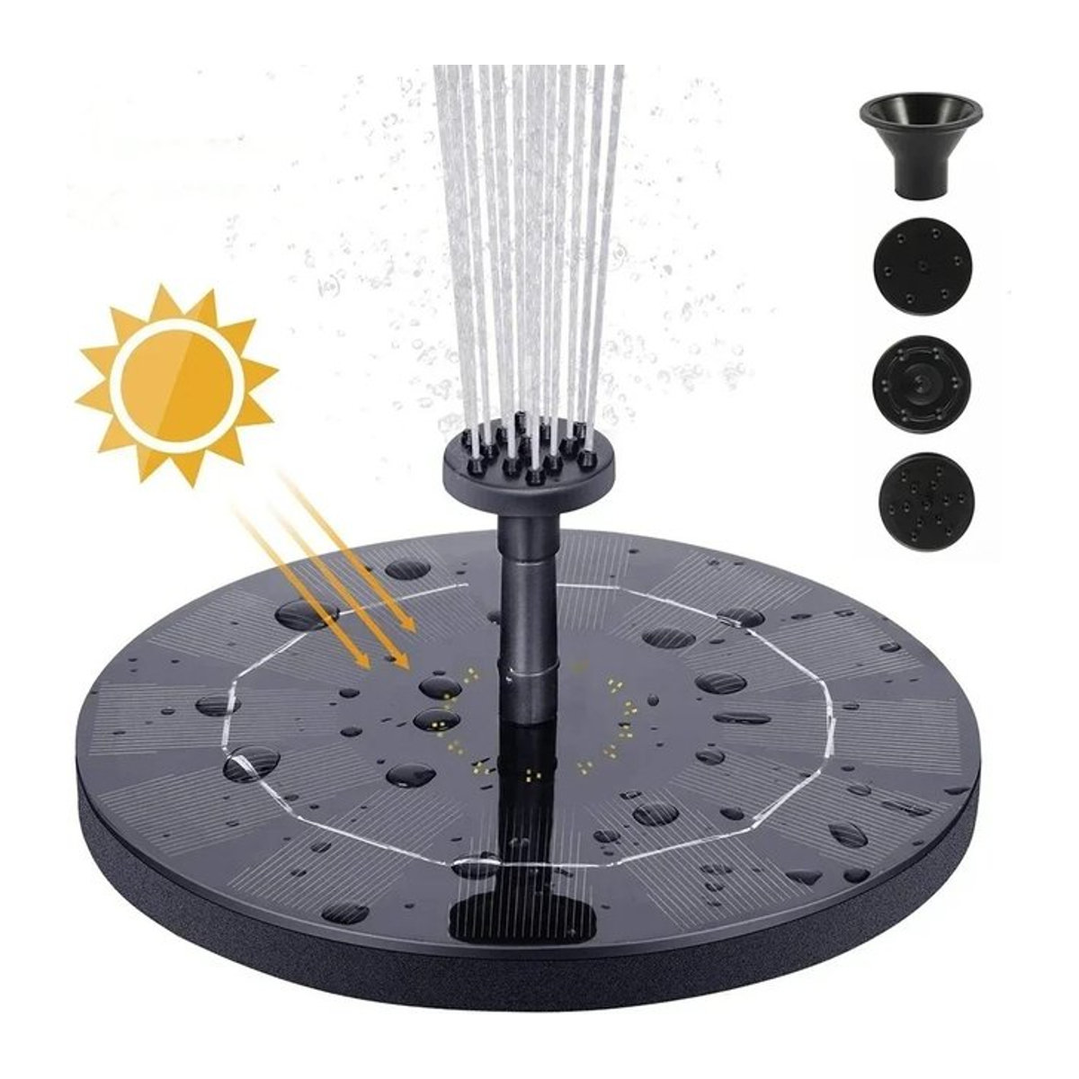 Schwimmende Solarpanel-Pumpe für Brunnen und Vogelbäder zur Garten- und Außenwassergestaltung in den Größen 13 cm, 16 cm und 18 cm - Bild 1