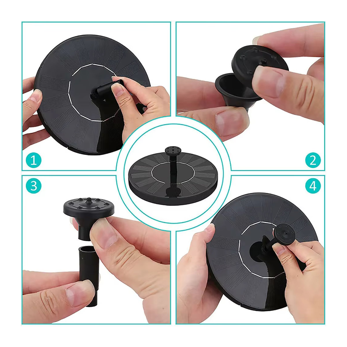 Schwimmende Solarpanel-Pumpe für Brunnen und Vogelbäder zur Garten- und Außenwassergestaltung in den Größen 13 cm, 16 cm und 18 cm - Bild 6