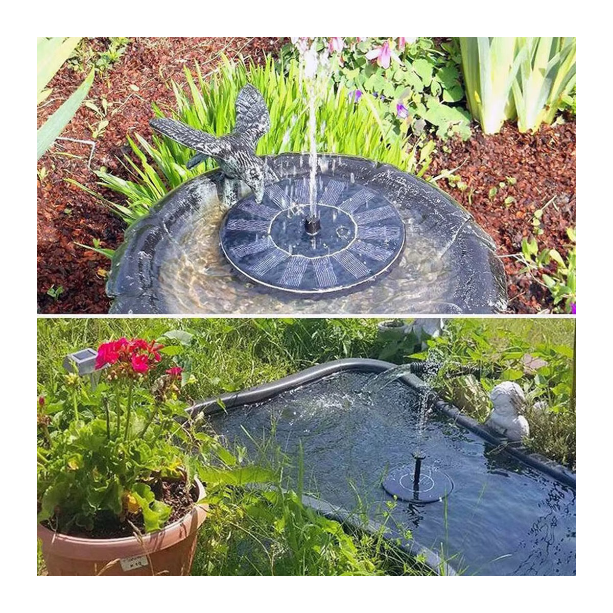 Schwimmende Solarpumpe für Brunnen, Vogelbäder, Pool und Teich, Farbe: Schwarz, Durchmesser: 13 cm, 16 cm oder 18 cm - Bild 5