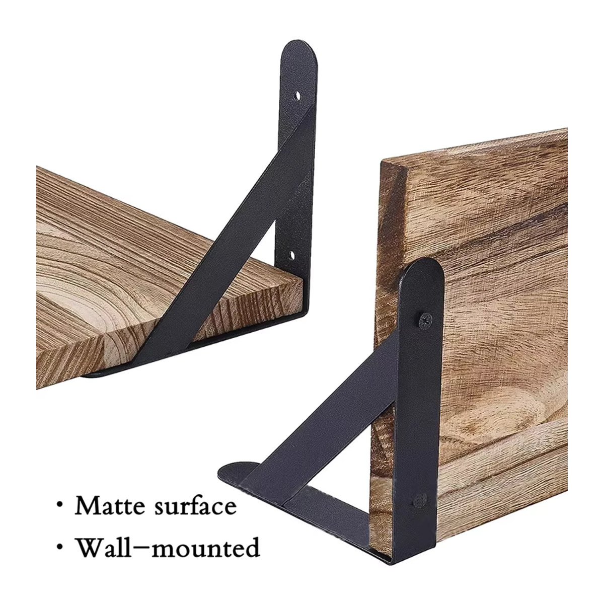 Schwimmende Wandregale aus Massivholz in Braun im Industrial-Design für Badezimmer, Küche und Wohnzimmer - Bild 5