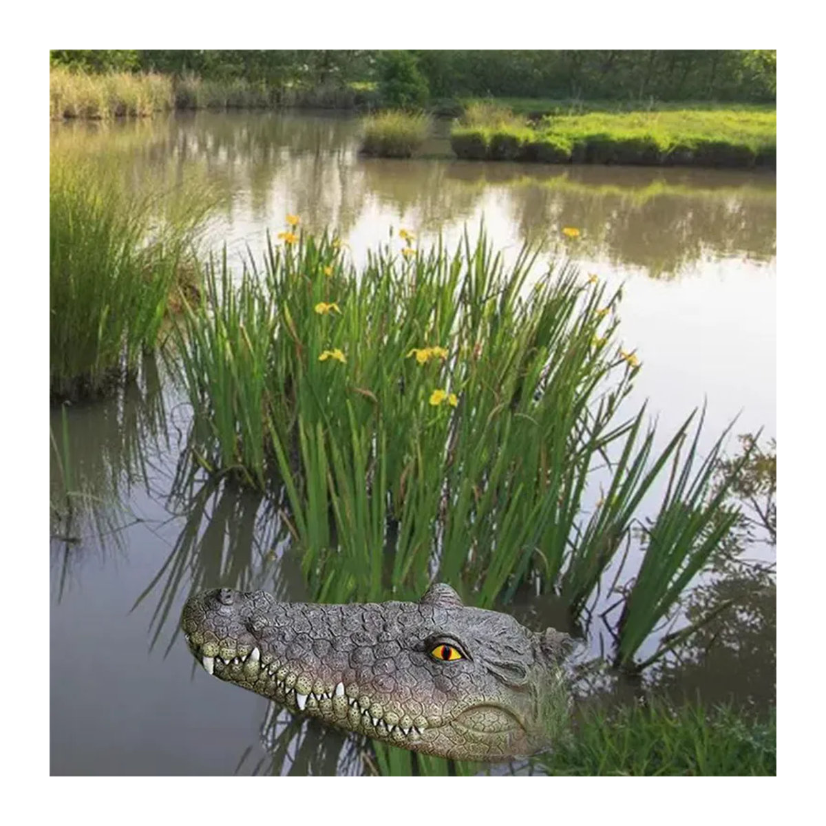 Schwimmender Krokodilkopf-Köder zur Entenabschreckung in Grau - Bild 6