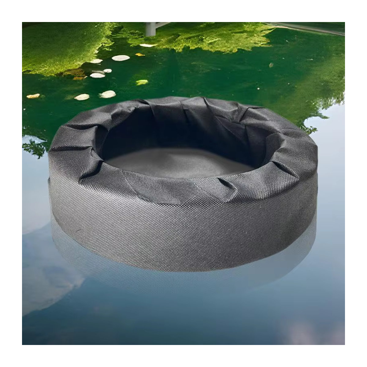 Schwimmender Pflanzenkorb aus Stoff in Schwarz für Teiche und Wassermerkmale - Bild 2