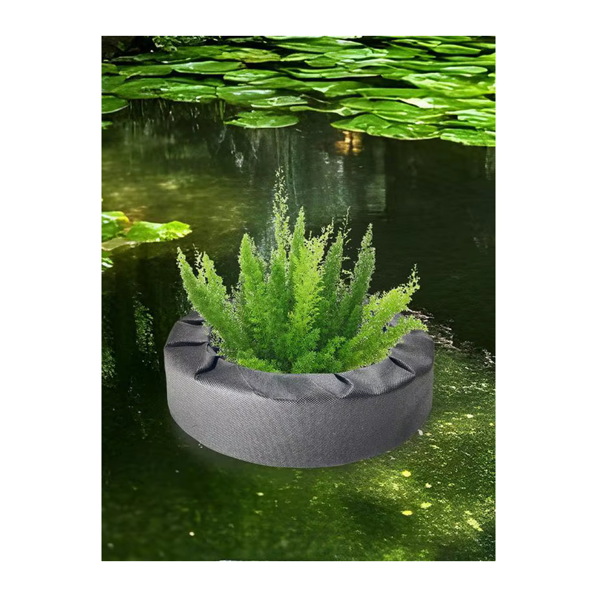 Schwimmender Pflanzenkorb aus Stoff in Schwarz für Teiche und Wassermerkmale - Bild 3