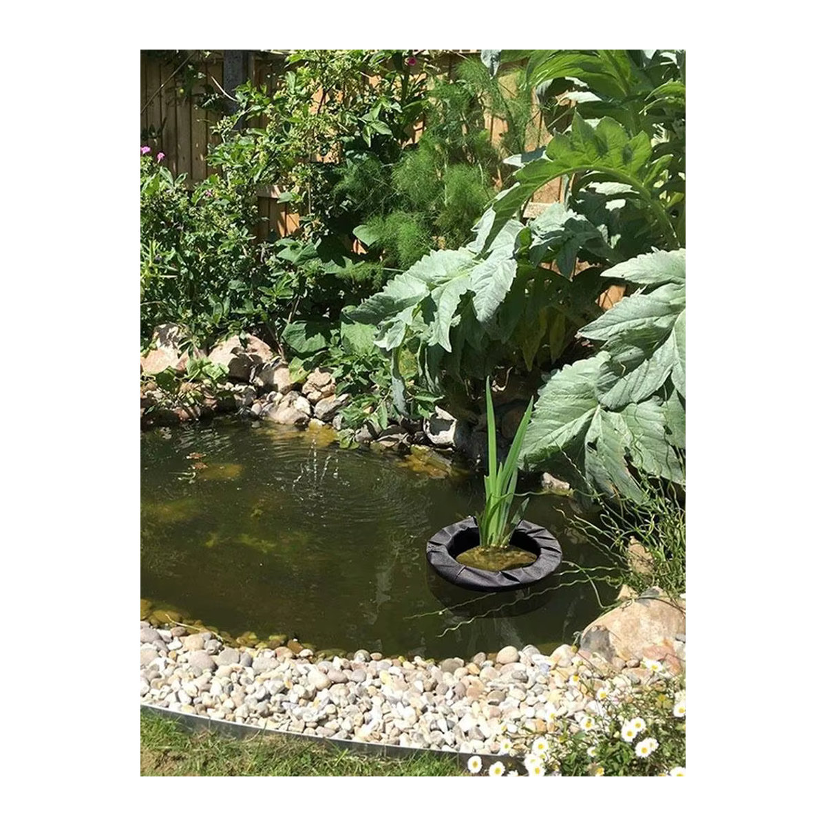 Schwimmender Pflanzenkorb aus Stoff in Schwarz für Teiche und Wassermerkmale - Bild 7