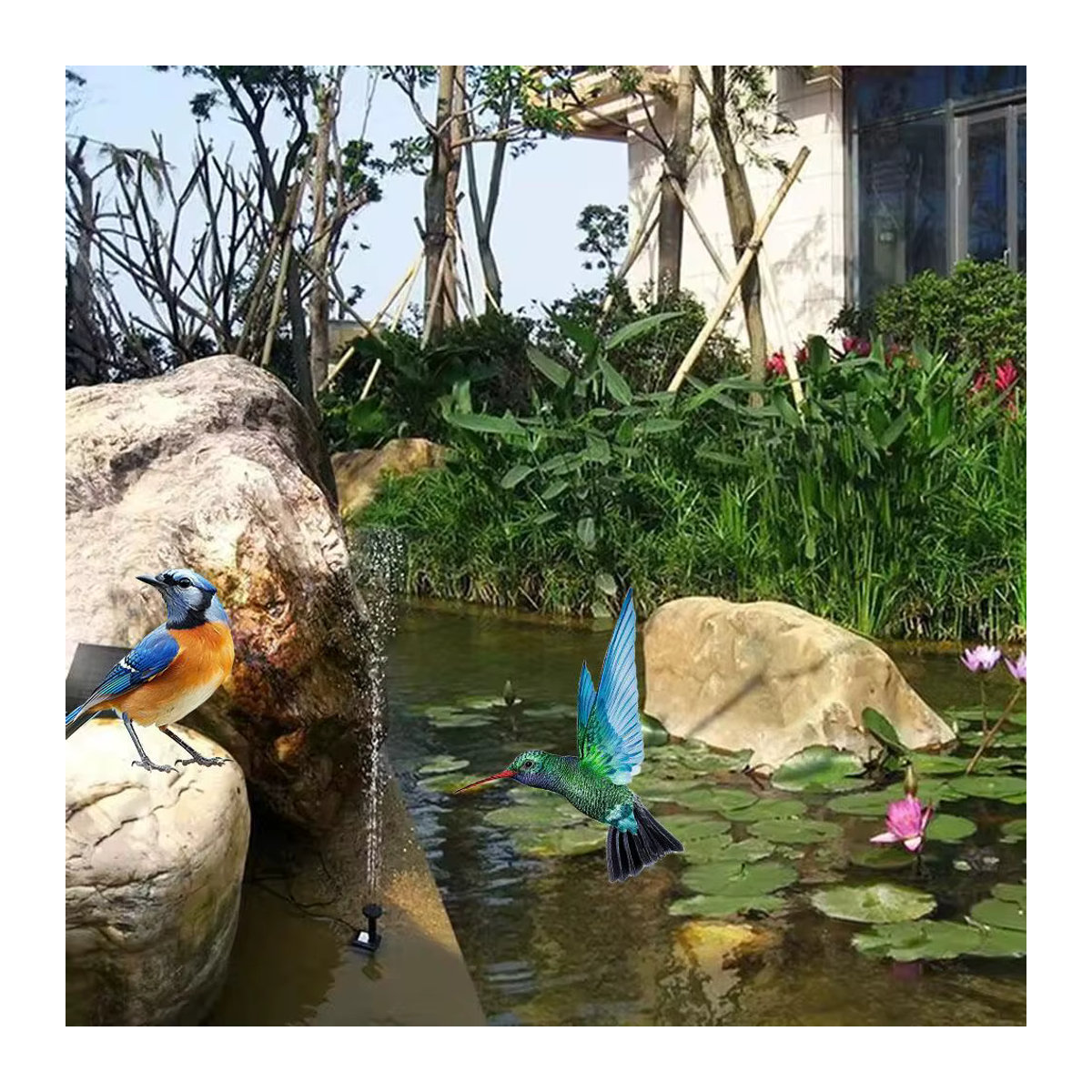 Schwimmender Solar-Wasserbrunnen für Vogelbad und Teich in Rot und Schwarz - Bild 5