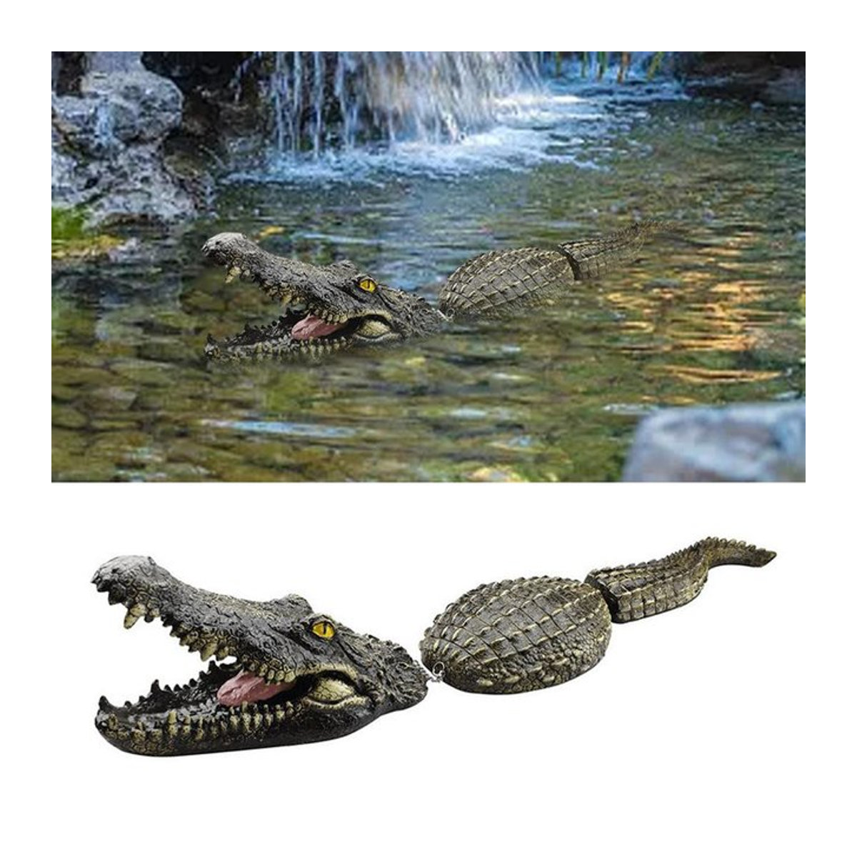 Schwimmendes Krokodil für Garten und Pool als Deko-Köder in Grün - Bild 1
