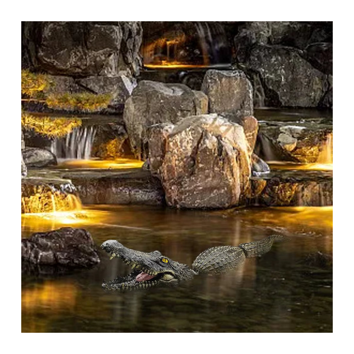 Schwimmendes Krokodil für Garten und Pool als Deko-Köder in Grün - Bild 4