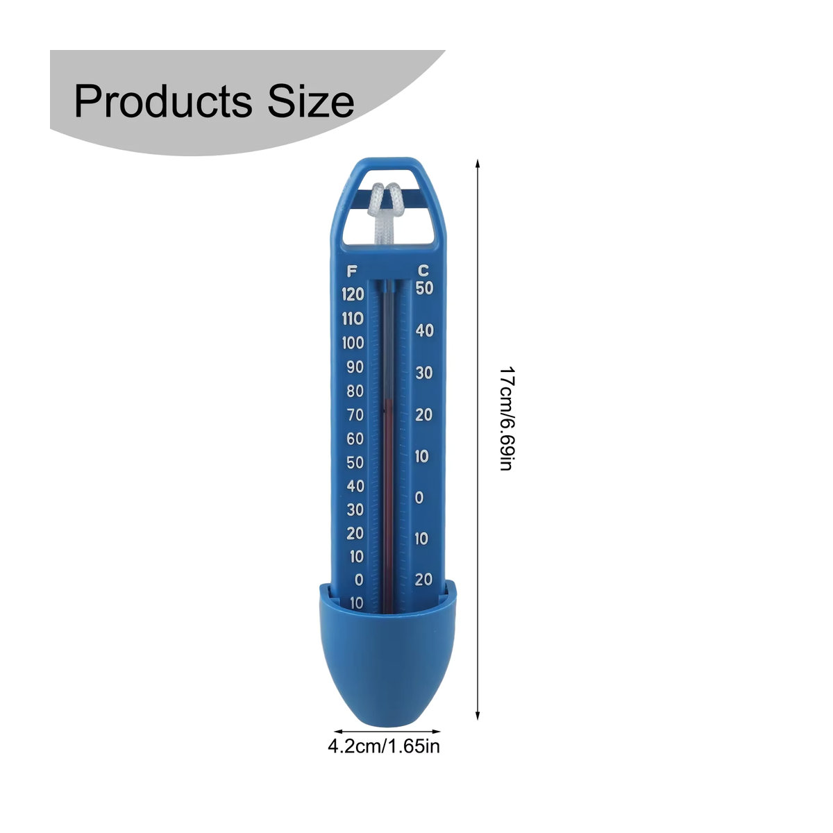 Schwimmendes Thermometer Basic in Blau für Schwimmbäder, B/H: 17 x 4,2 cm - Bild 5