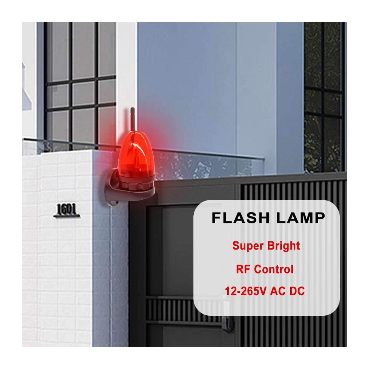 Scimagic-RC LED Blinklicht-Lampe zur elektrischen Türwarnung für Garagentore mit Antennen-Montagehalterung, IP54, 12 V-265 V - Bild 2