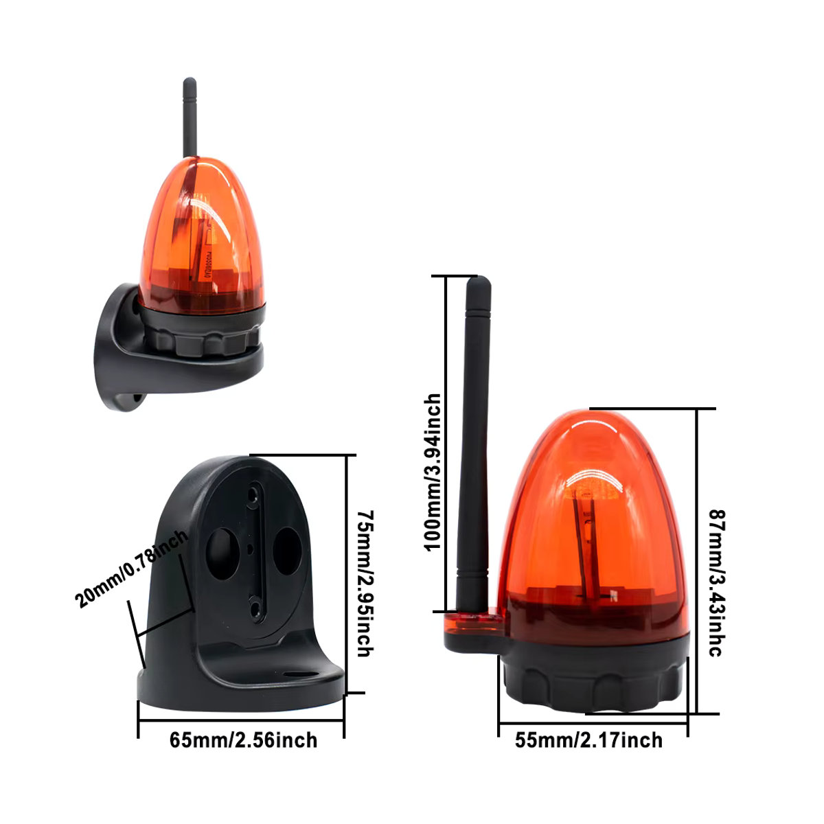 Scimagic-RC LED Blinklicht-Lampe zur elektrischen Türwarnung für Garagentore mit Antennen-Montagehalterung, IP54, 12 V-265 V - Bild 4