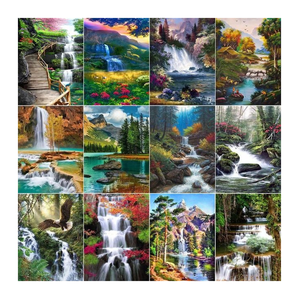 Sdoyuno 5D Diamantmalerei Landschaft Wasserfall als quadratische Diamond Painting Stickerei in Mehrfarbig - Bild 1