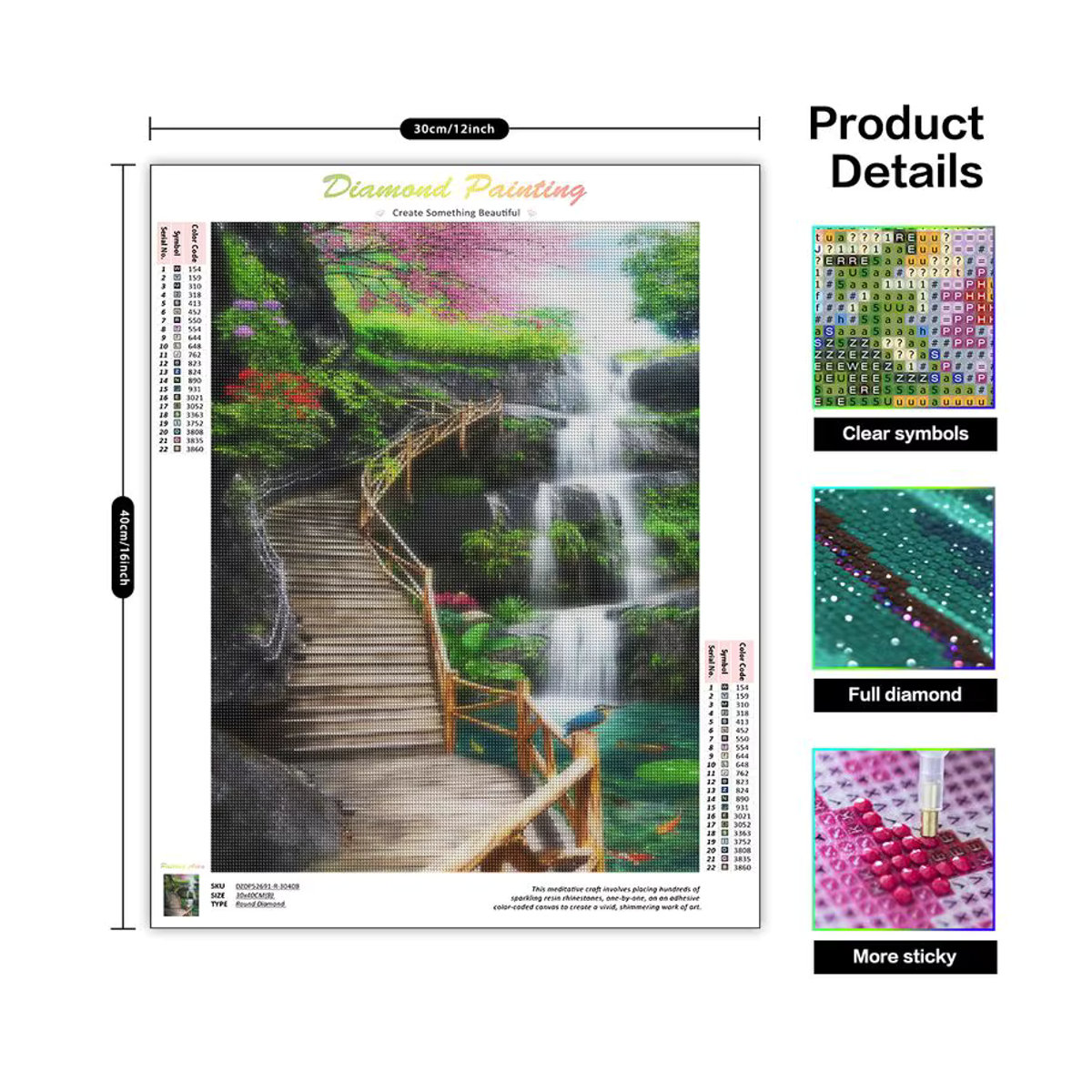 Sdoyuno 5D Diamantmalerei Landschaft Wasserfall als quadratische Diamond Painting Stickerei in Mehrfarbig - Bild 2