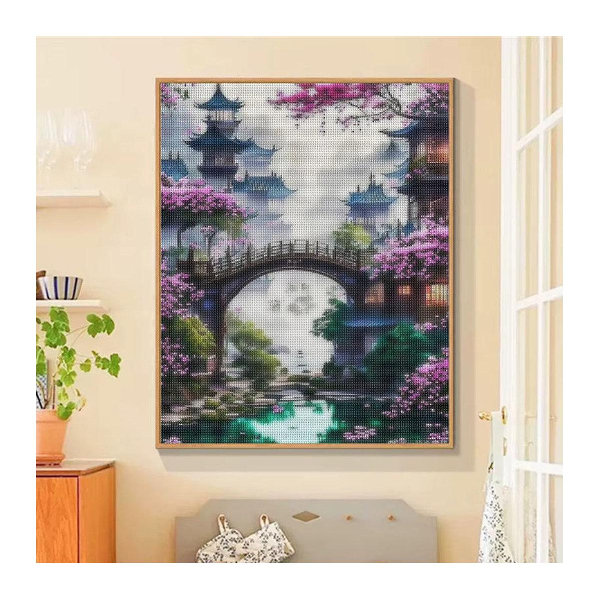 SDOYUNO Diamant-Gemälde Set mit antiker Architektur und floralen Motiven, Rundes Mosaik-Wandgemälde in Grau und Mehrfarbig, Hochformat - Bild 2